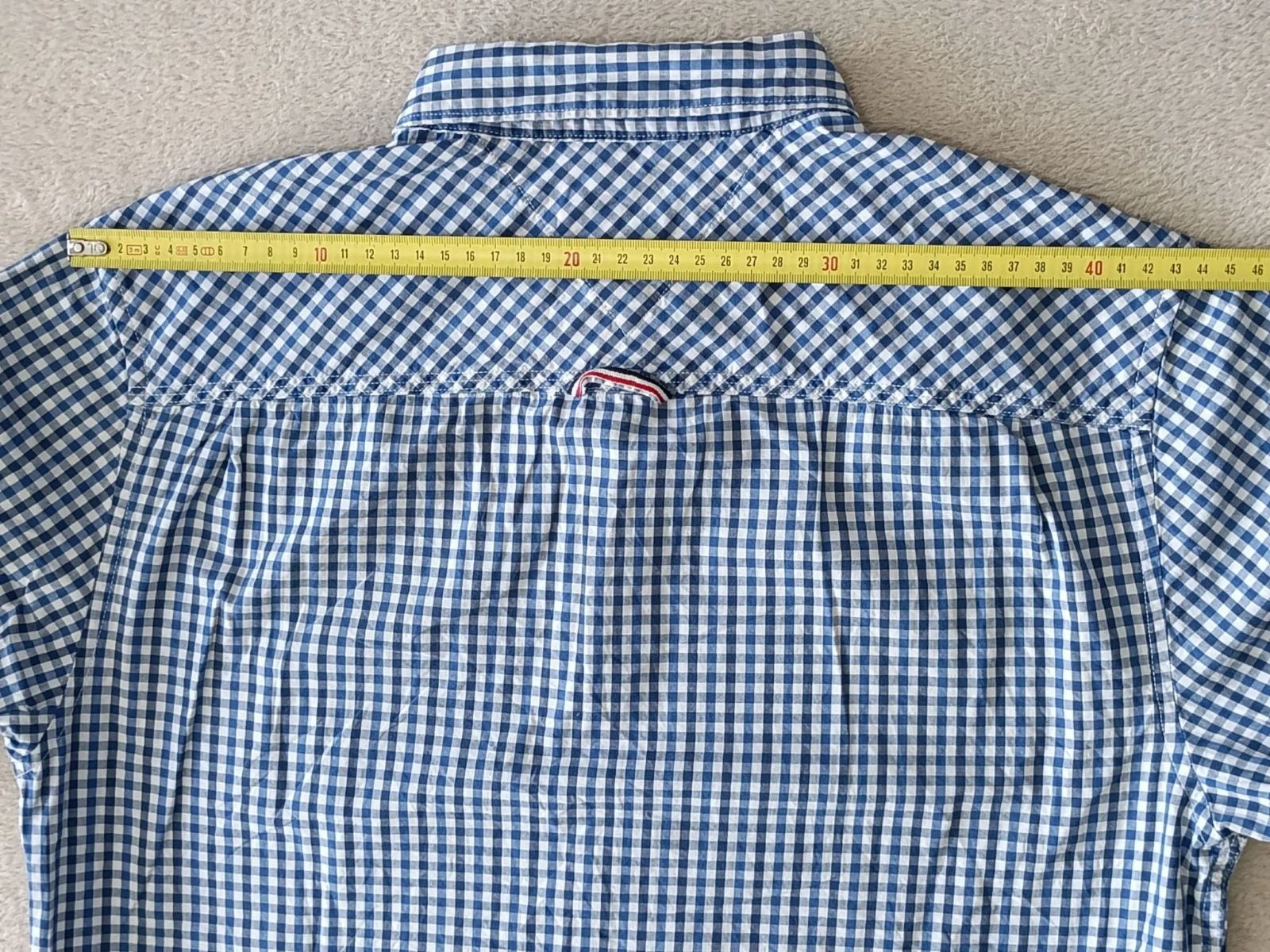 Camisa Tommy Jeans azul a cuadros blancos Logo bordado Talla M – photo 18